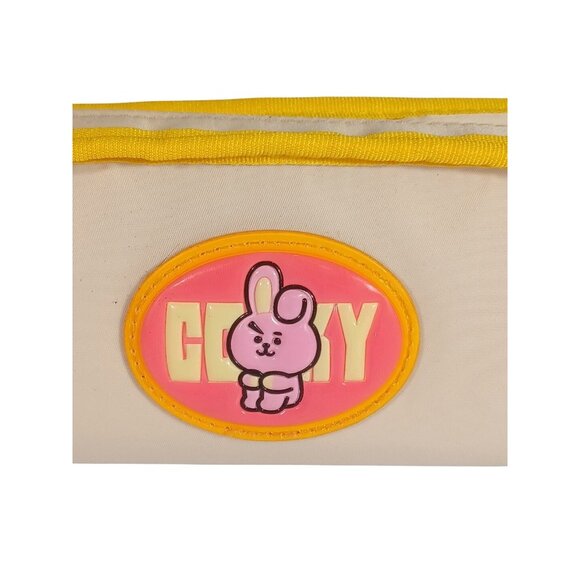 NWT BT21 Line Friends Cooky Pencil Case Off White Yellow Pink Zippered - Picture 5 of 11